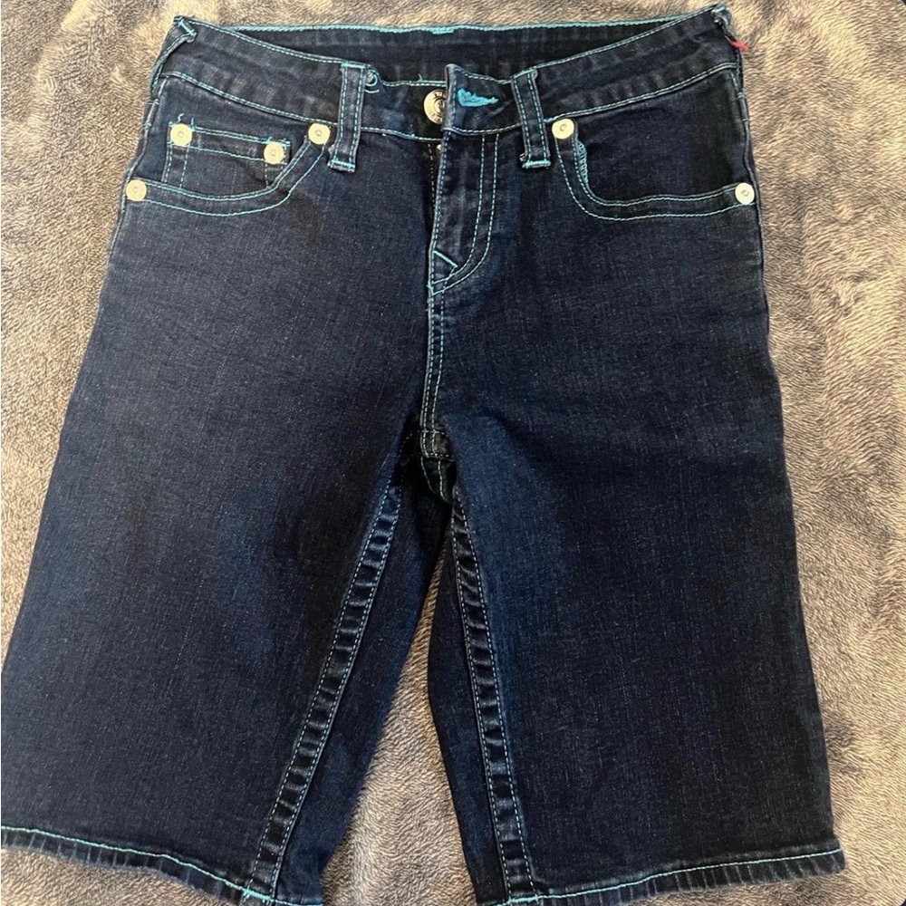 True Religion Indigo Denim Cut-Off Shorts
